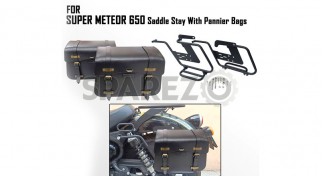 Fit For Royal Enfield Super Meteor 650 Pannier Bags With Saddle Stay Black